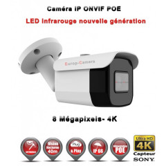Caméra tube IP de vidéosurveillance SONY UHD 4K vision nocturne 40m / Blanc