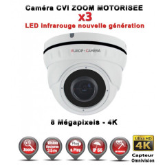 Camera dôme AHD / CVI / TVI de vidéosurveillance 8 MegaPixels UHD 4K Auto-Zoom X3vision nocturne 30m / Blanc